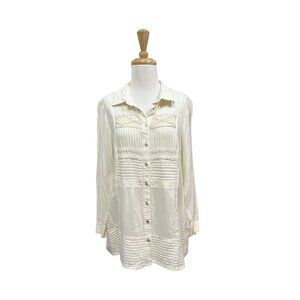 NEW Soft Surroundings Embroidered Lace Tunic Top Size PS Petite Small Ivory